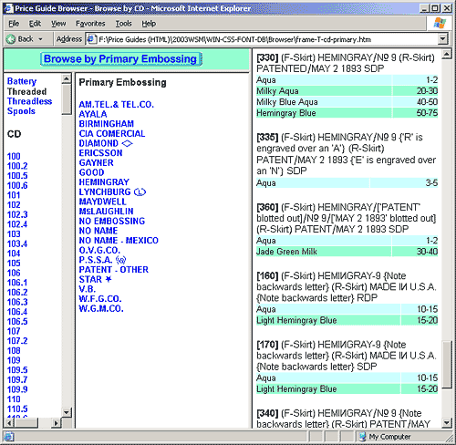 Price Guide Browser screen shot