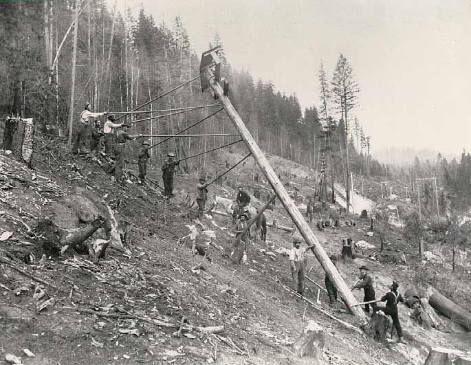 Linemen Setting a Pole