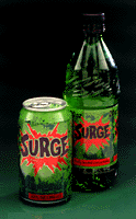 Surge soda can and bottle